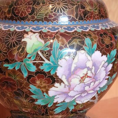 Lot 197: Cloisonne Jar with Lid and Stand