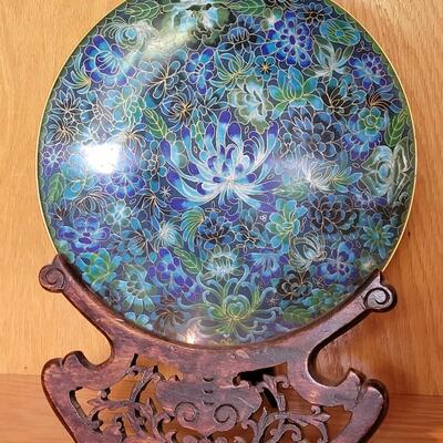 Lot 200: Cloisonne Plate with Stand