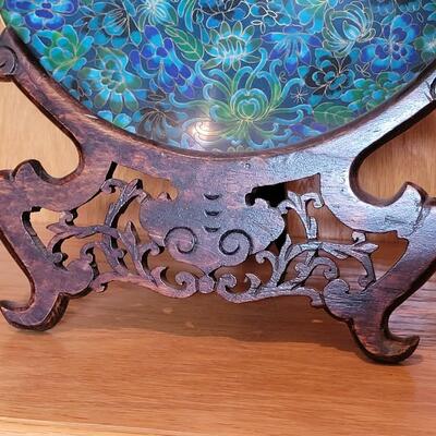 Lot 200: Cloisonne Plate with Stand
