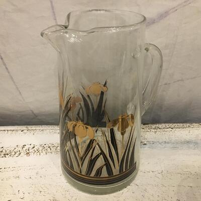 Vintage  Culver Pitcher Ice  and 6 Glasses. 22k Gold 
