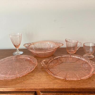 #85 Pink Depression Glass Lot of 14