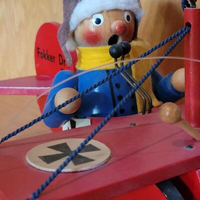 Lot 207: Fokker Dr 1 Wood Airplane (Hanging or sitting) REUGE Music box