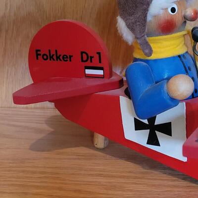 Lot 207: Fokker Dr 1 Wood Airplane (Hanging or sitting) REUGE Music box
