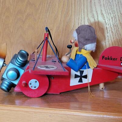 Lot 207: Fokker Dr 1 Wood Airplane (Hanging or sitting) REUGE Music box