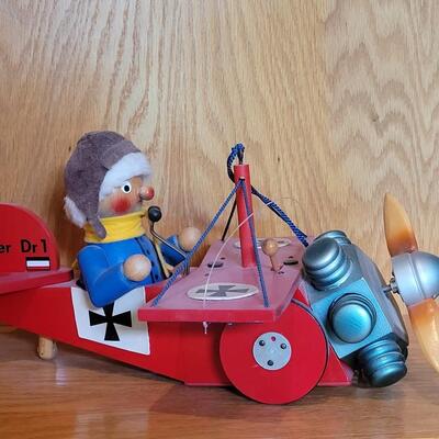 Lot 207: Fokker Dr 1 Wood Airplane (Hanging or sitting) REUGE Music box