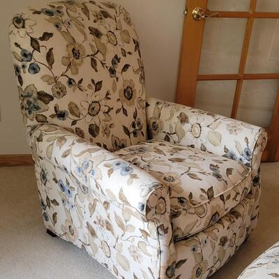 Lot 218: Crate & Barrel Chair and Ottoman 