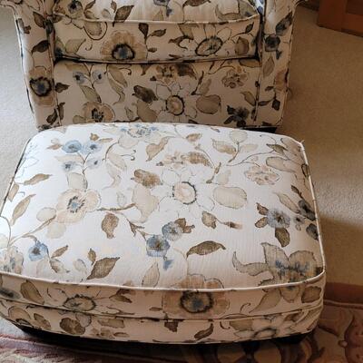 Lot 218: Crate & Barrel Chair and Ottoman 