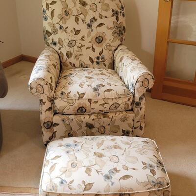 Lot 218: Crate & Barrel Chair and Ottoman 