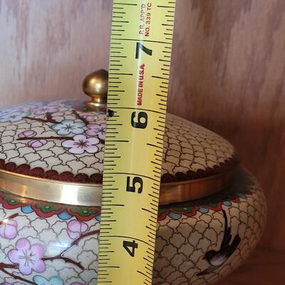 Lot 222: Cloisonne Jar with Lid and Stand