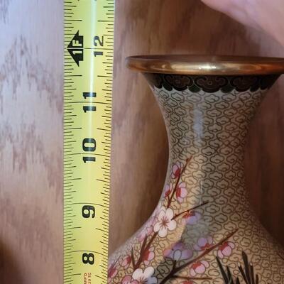 Lot 223: Cloisonne (Mirrored) Pair of Vases with Stands