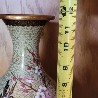 Lot 223: Cloisonne (Mirrored) Pair of Vases with Stands