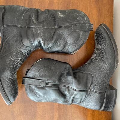 #101 Vintage COWTOWN Handmade Black Leather Cowboy Boots Sz 10 1/2 Mexico