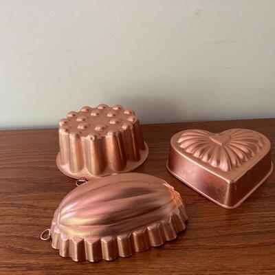#122 Copper Kitchen Molds Lot of 3