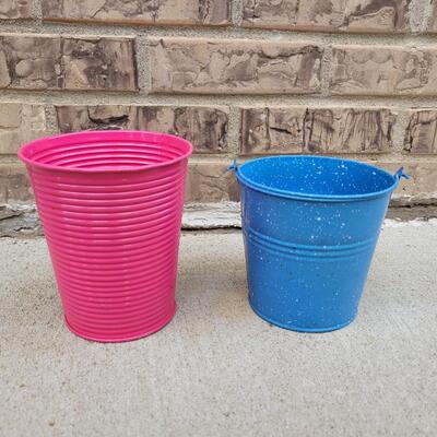 Lot 261: Small Metal Pail and Container 