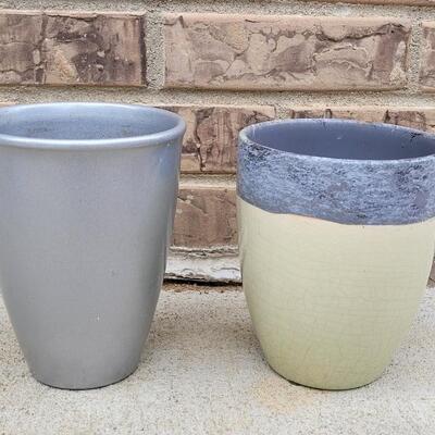 Lot 262: Silver Flower Pot and Silver Rim Pottery Flower Pot