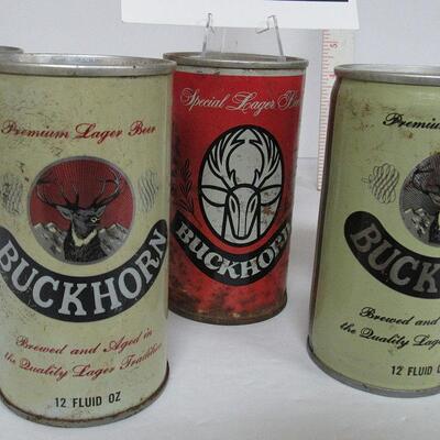 Vintage 6 Different Buckhorn Beer Cans - Read description for more information