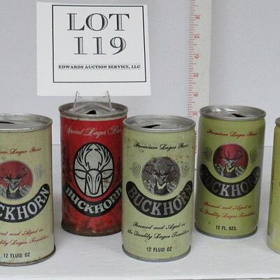 Vintage 6 Different Buckhorn Beer Cans - Read description for more information