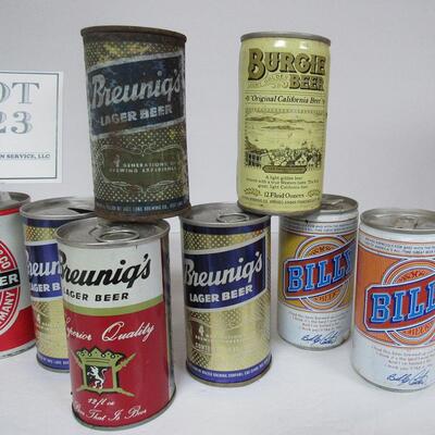 Vintage Beer Cans, 4 Different Breunig's, 2 Different Billy, and More. Read description for more info.