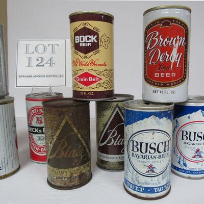 Vintage 10 Different Beer Cans, Blatz Flat Tops, Big Cat, Bock, Beck, More. Read description for more info.