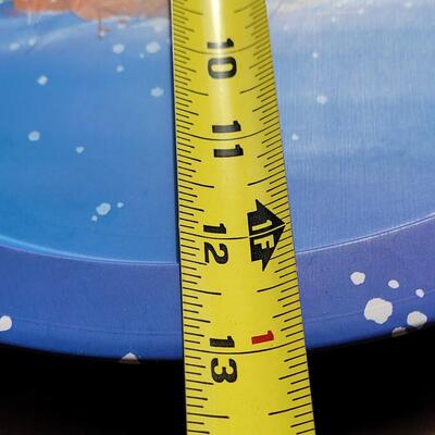 Lot 301: Metal Christmas Tray and Small Plastic Bowl with 2 Spoons