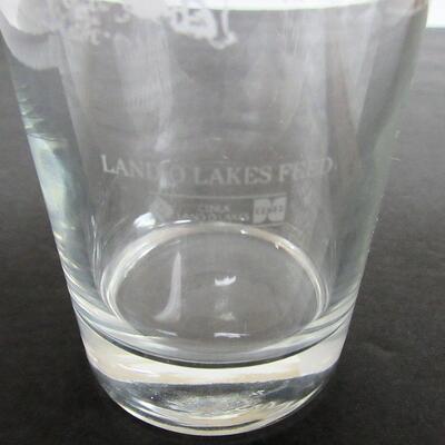 Vintage Land O Lakes Advertising Tumbler Etched Farm Pattern