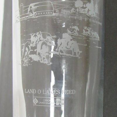 Vintage Land O Lakes Advertising Tumbler Etched Farm Pattern