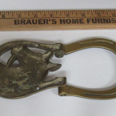 Vintage Brass Horse Head Horseshoe Door Knocker
