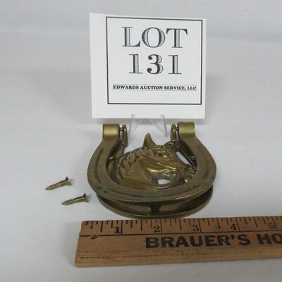 Vintage Brass Horse Head Horseshoe Door Knocker