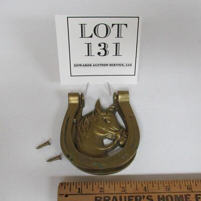 Vintage Brass Horse Head Horseshoe Door Knocker