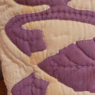 Lot 314: Purple and White Quilted Hawaiian Pillow
