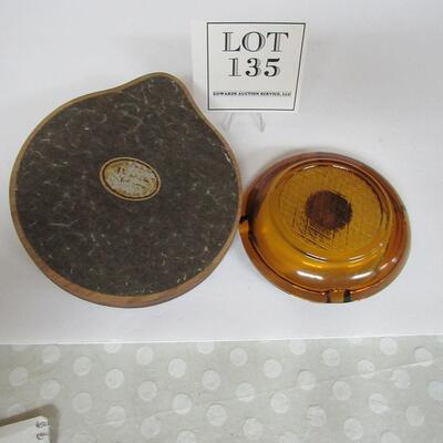 Vintage Wood Piperest With Glass Ashtray Insert