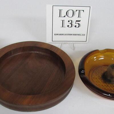 Vintage Wood Piperest With Glass Ashtray Insert