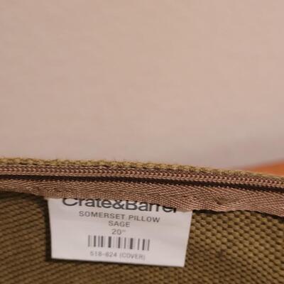 Lot 318: Crate & Barrel 20" Sage Pillow 