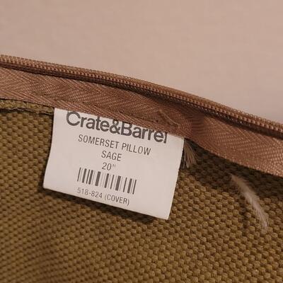 Lot 319: Crate & Barrel 20" Sage Pillow 