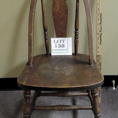 Antique Child's Chair With Hand Painted Design