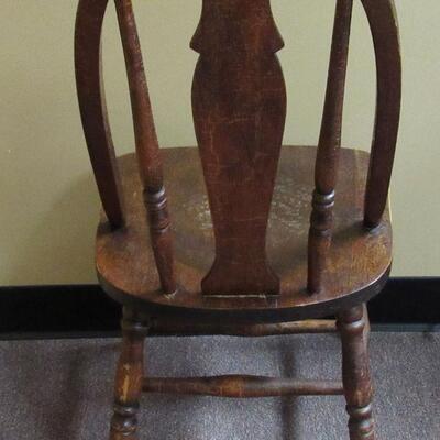 Antique Child's Chair With Hand Painted Design