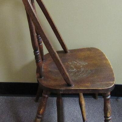 Antique Child's Chair With Hand Painted Design