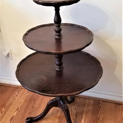Lot #52  Vintage Three Tier Pie Crust Table
