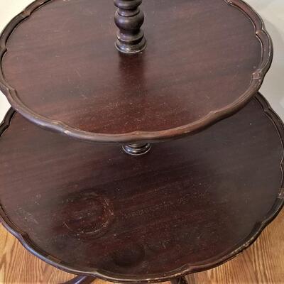 Lot #52  Vintage Three Tier Pie Crust Table