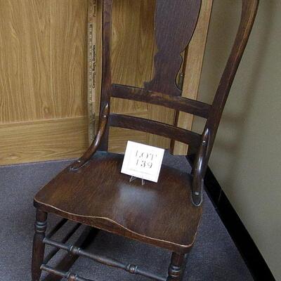 Antique Wood Sewing Rocker Sturdy, Nice Painted Flowers On Back