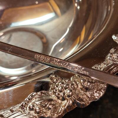 Lot 329: Silverplate Punch Bowl, Ladle, 12 cups and a Tray 