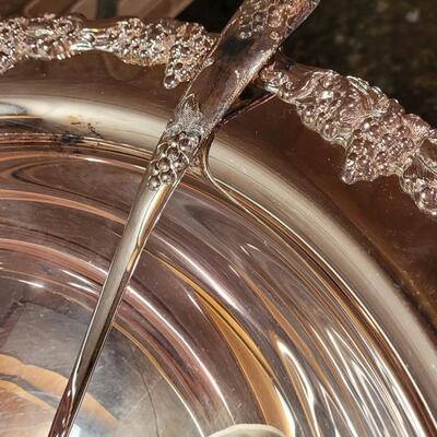 Lot 329: Silverplate Punch Bowl, Ladle, 12 cups and a Tray 