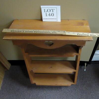 Nice Older 3 Tier Wood Wall Shelf with Heart Cutout