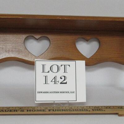 Wood Wall Shelf, Heart Cutouts About 15" Long