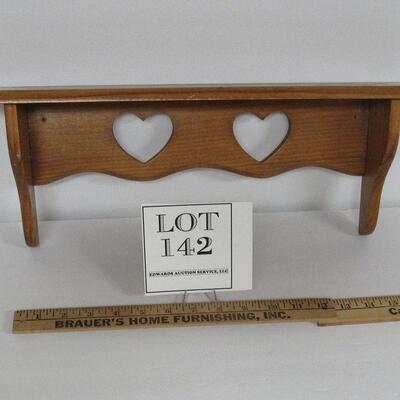 Wood Wall Shelf, Heart Cutouts About 15" Long