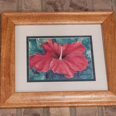 Lot 335: Carli Oliver Red Hibiscus Print