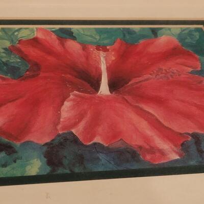 Lot 335: Carli Oliver Red Hibiscus Print