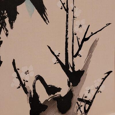 Lot 342: Japanese Woodblock with Bamboo and Blossoms)
