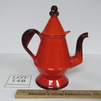 Medlox Poppytrail Red Rooster Pattern (Orange and Brown Coloring) Coffee Pot and Cover