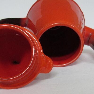 Medlox Poppytrail Red Rooster Pattern (Orange and Brown Coloring) Coffee Pot and Cover